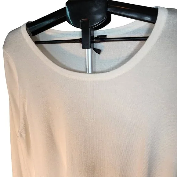 New Directions Ivory Large Scoop Neck Pull Over Sweater W Bottom Side Tie. NWT - Picture 5 of 13